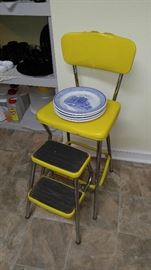 Old yellow kitchen stool