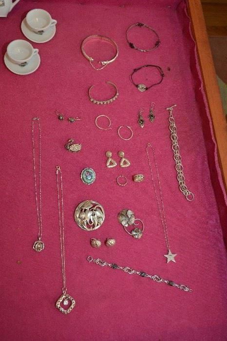 sterling necklaces, bracelets, pins, earrings