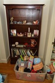 bookcase (items on bookcase not for sale), more toys