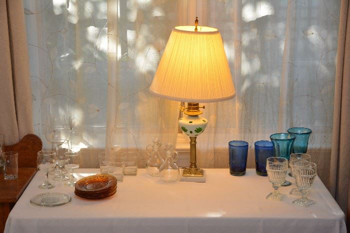 glassware, pair lamps