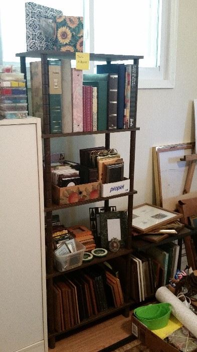 Photo albums on shelving