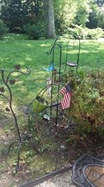 Garden decor, hanging planter stand--SOLD, firelog holder--SOLD, pot stand, multi-pot stand--SOLD, wind chimes--SOLD