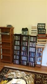 CD's, CD storage towers (Pier One)--SOLD, additional CD storage items, smaller rug