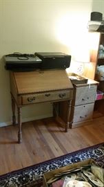Small drop-leaf desk, another Lexmark printer, Kodak printer