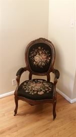Lovely, antique Victorian needlepoint/embroidered arm chair, very large scale