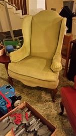 Light lime green wing chair