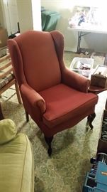 Burgundy wing chair