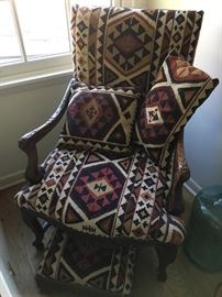 Lovely chair upholstered in Native American woven fabric