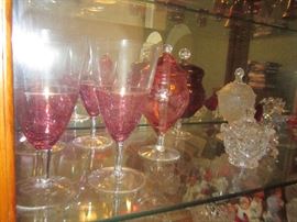 Cranberry stemware