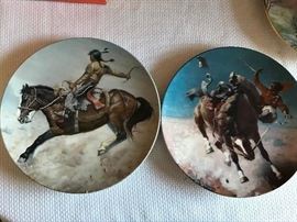Plates. "Indian Style" by Gregory Perillo. "Cowboy Style" by William R. Leigh. For The Masterpieces of Western Art Series . The Curator Collection Ltd.