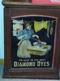 Antique Advertising Wall Cabinet for Diamond Dyes