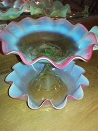 Cranberry Opalescent Epergne