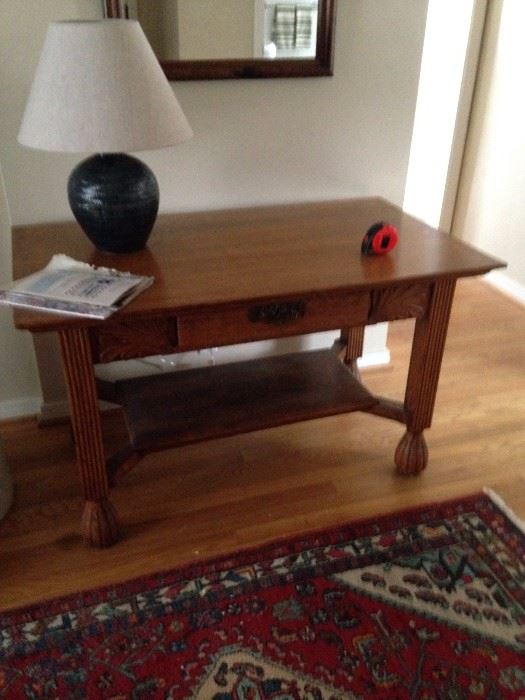 Tiger Maple oak library table with one drawer.  Very fancy.  