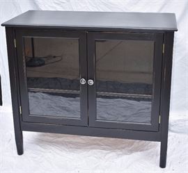 Wooden Black Buffet W/Glass Doors