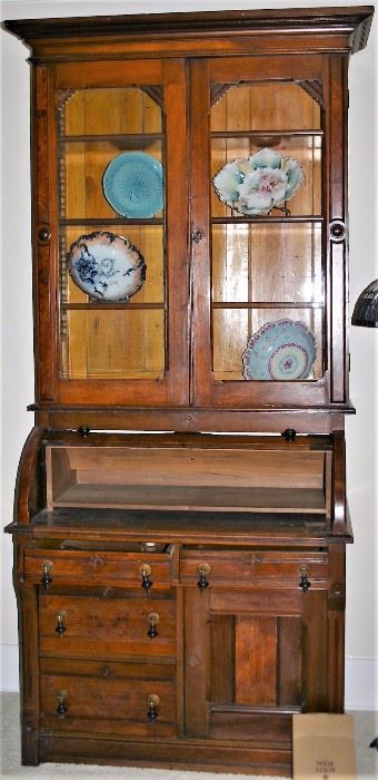 7 ½’ Victorian Cylinder Bookcase Secretary