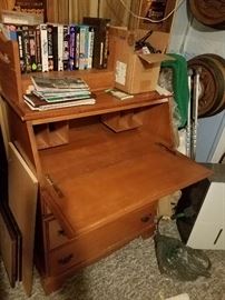 Drop front desk; wood