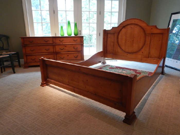 PINE BED AND 6 DRAWER CHEST