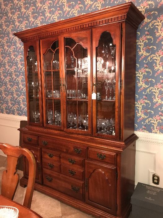 American drew China cabinet, two pieces.
