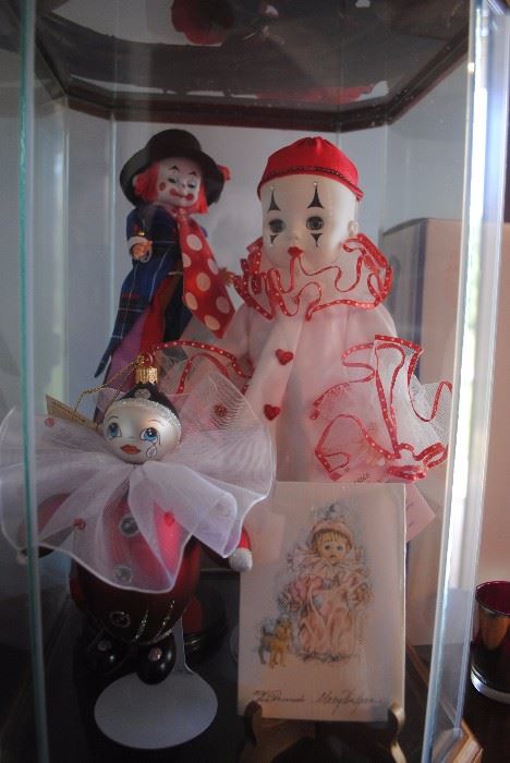 Laved clown ornament, Madame Alexander Stilts and Pierrot Clowns, Small Mary Hulgan Print
