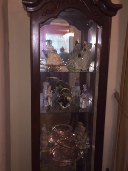 Side Entry Wood and glass wall cabinet Great condition