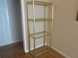 Gold metal four glass shelf corner unit, for any room!