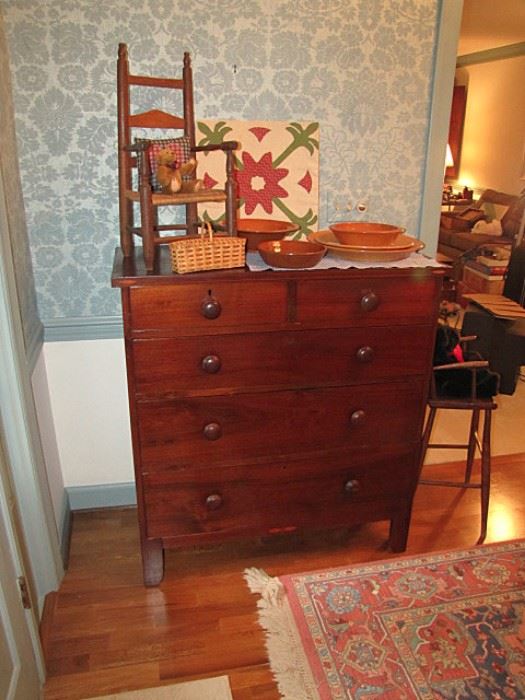 Local walnut inlaid chest of drawers