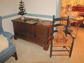 Two drawer blanket chest, signed Peter Benbow