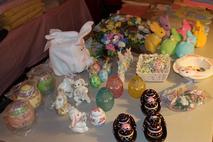 Easter s & p shakers, candle holders & decor