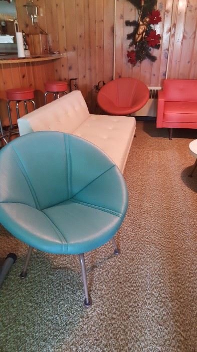 Vinyl sofa and saucer chair!