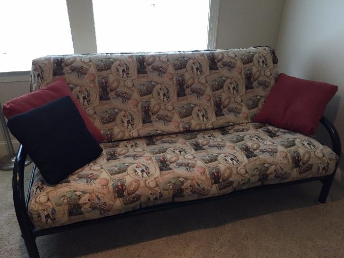 Premium Futon, Comfortable and Attractive with Cover. Vintage Baseball Fabric.