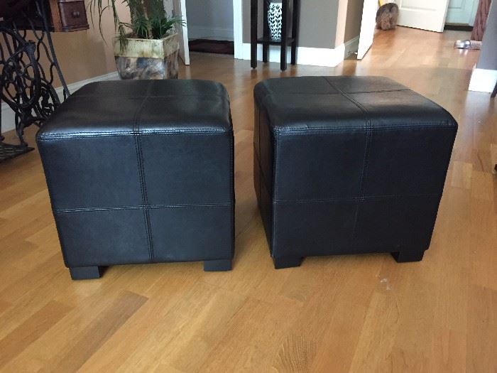 Black vinyl footed cubes. 17" square and 15" tall