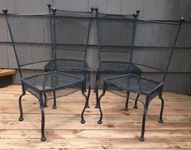 Four Mid-Century Iron Chairs, Very Unusual & Obscure Style