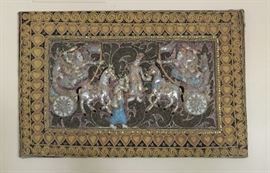 Textile Relief Wall Hanging, Metallic Thread & Sequins