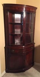 Vintage Mahogany Sheraton Style Bow-front Corner Breakfront