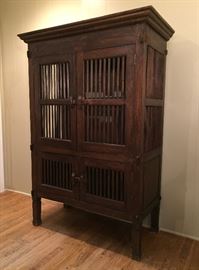 Panetiere, Slated Wood Cabinet, Interior Shelves, Raised on Legs, Denpasar Bali