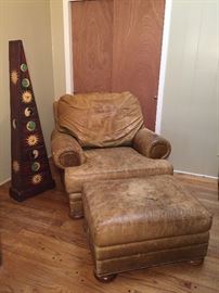 CR Laine Leather Chair & Ottoman