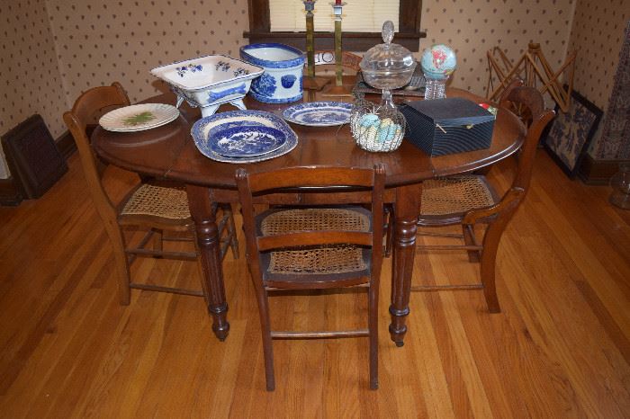 Table and four dining chairs
