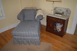 Chair and ottoman - marble top dry sink
