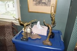 Brass and bronze Art Deco figures