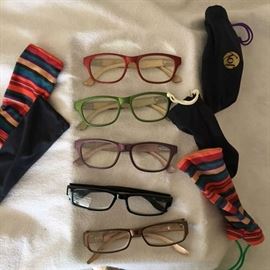 Small sample of reading glasses with soft cases