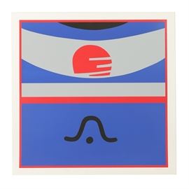 George Vranesh Limited Edition Serigraph "Northern Element": A limited edition serigraph on paper titled Northern Element by artist George Vranesh (American, 1926-2014). Published in 1974, the work depicts a colorful abstract scene with various symbols and blocks of color. Numbered 134 in an edition of 200. To the lower margin, the print is titled, editioned, signed, and dated in graphite. Presented as a loose print without a frame.