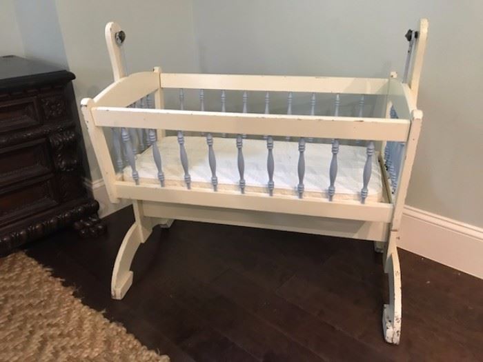 Rock A Bye that little baby in this vintage cradle