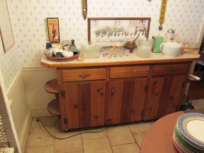 Vintage Pine rolling cabinet