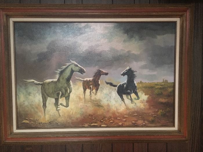 37 x 25 Wild Horses oil by Marcus 
