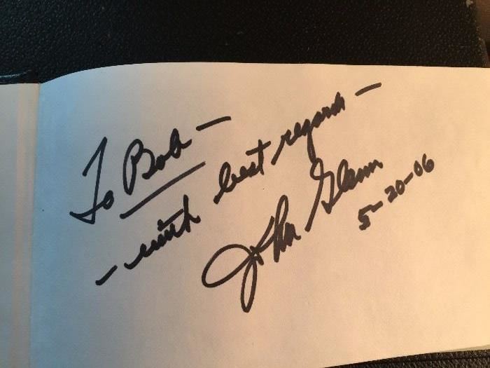 John Glenn signed flight log