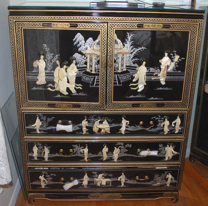 Beautiful black lacquered  chest