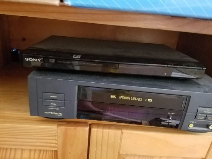 Sony DVD player, VHS Player. 
