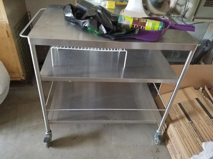Stainless Steel Chef's Cart. This looks odd but it's the camera...not the item. 
