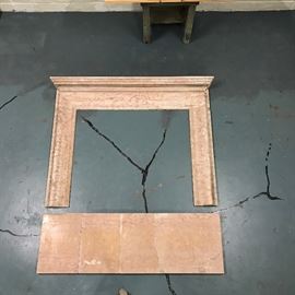 Stone fireplace with hearth