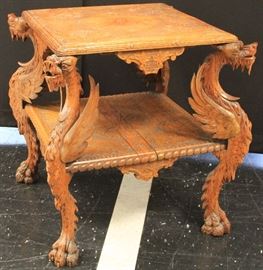 Lot #6012 - VICTORIAN CARVED WINGED GRIFFIN TABLE